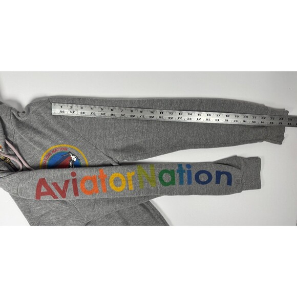 Aviator Nation Zip Up Hoodie Medium Gray Venice Ca Rainbow Logo Made in USA - Picture 11 of 13